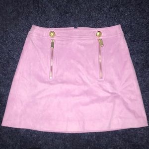 Express Pink Suede Miniskirt with Gold Accents